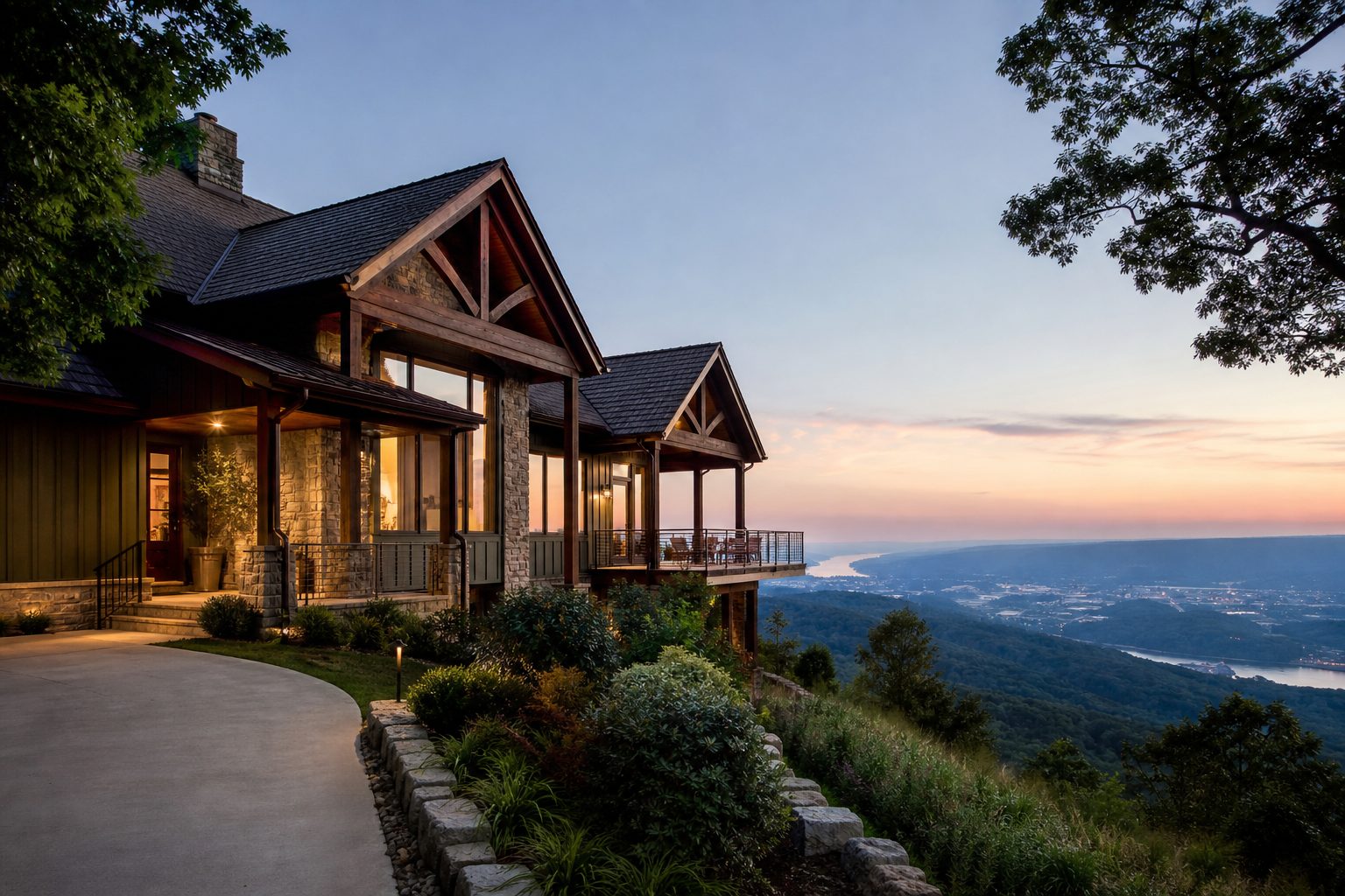 AI-generated concept image of a mountaintop home on Signal Mountain, Tennessee