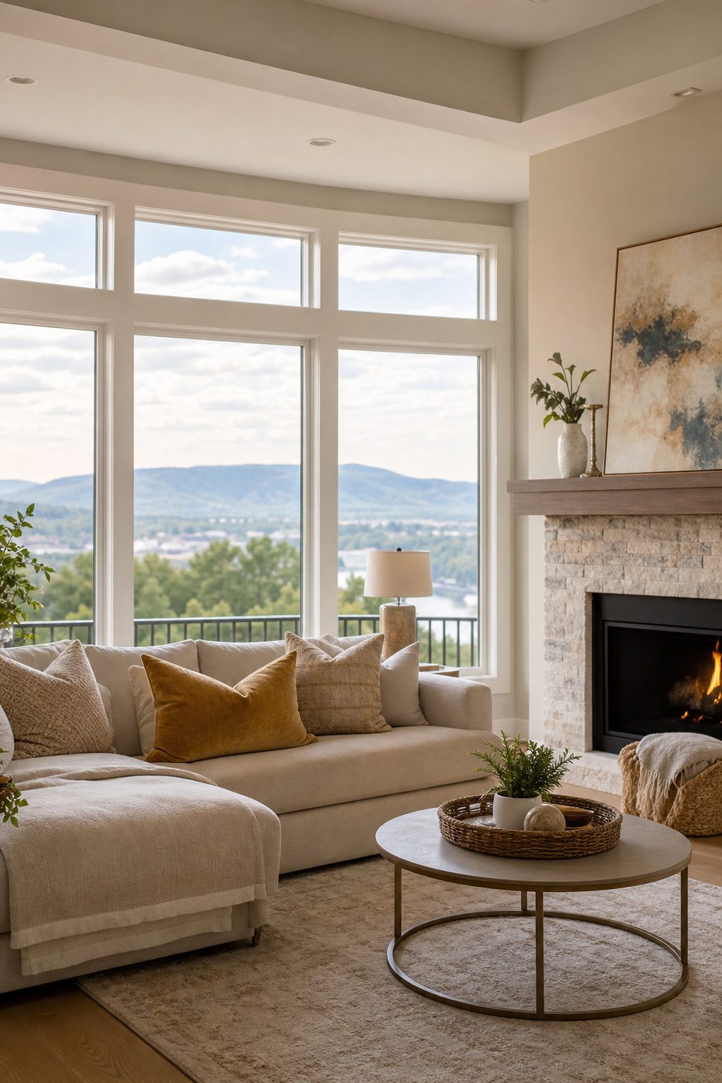 AI-generated concept image of a bright modern living room interior in a Chattanooga home